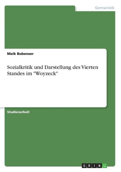 Sozialkritik und Darstellung d - Bubenzer - Books - GRIN Verlag - 9783638725057 - July 1, 2013