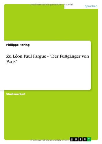 Cover for Hering · Zu Léon Paul Fargue - &quot;Der Fußgä (Book) [German edition] (2009)