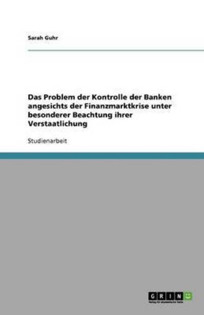 Cover for Guhr · Das Problem der Kontrolle der Bank (Book) (2010)