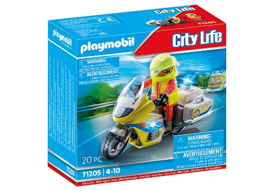 Cover for Playmobil · Playmobil City Life Noodmotorfiets met zwaailicht - 71205 (Leksaker)
