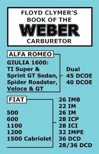 Cover for Floyd Clymer · Floyd Clymer's Book of the Weber Carburetor (Paperback Book) (2016)