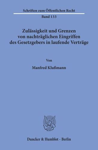 Cover for Klußmann · Zulässigkeit und Grenzen von n (Bok) (1971)