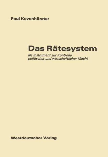 Das Ratesystem - Paul Kevenhorster - Books - Springer Fachmedien Wiesbaden - 9783531024059 - 1974