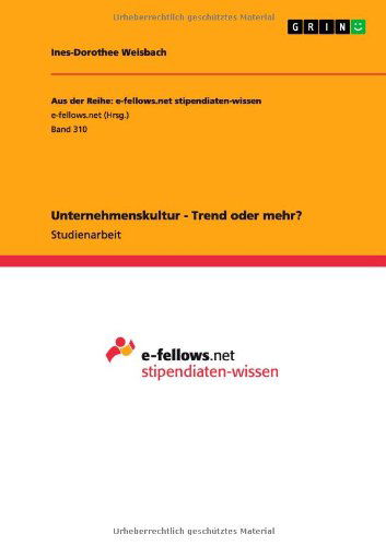 Cover for Weisbach · Unternehmenskultur - Trend ode (Book) [German edition] (2011)