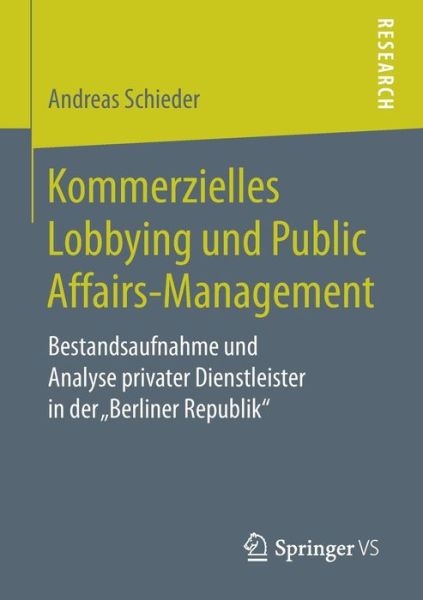 Cover for Schieder · Kommerzielles Lobbying und Pub (Book) (2017)