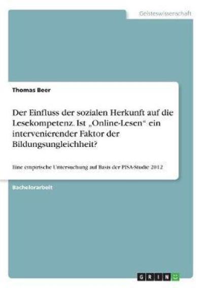 Cover for Beer · Der Einfluss der sozialen Herkunft (Book)