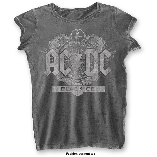 AC/DC Ladies T-Shirt: Black Ice (Burnout) - AC/DC - Merchandise - Perryscope - 5055979981060 - 