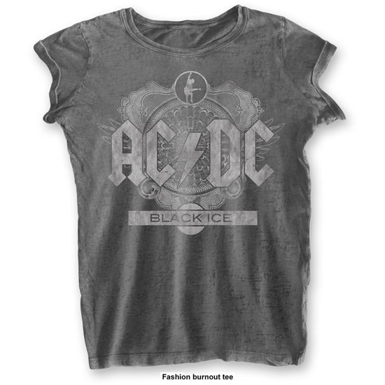 AC/DC Ladies T-Shirt: Black Ice (Burnout) - AC/DC - Merchandise - Perryscope - 5055979981060 - 