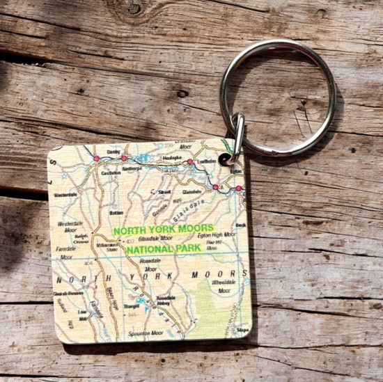 Cover for OS Map Wooden Square Key-ring - North York Moors National Park (MERCH) (2025)