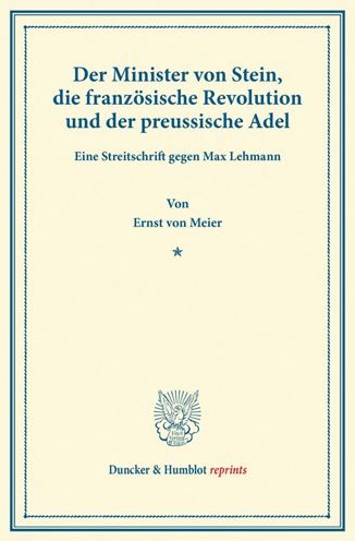 Cover for Meier · Der Minister von Stein, die franz (Book) (2013)