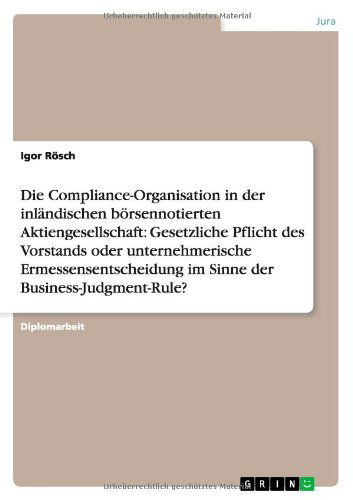 Cover for Rösch · Die Compliance-Organisation in de (Book) [German edition] (2011)