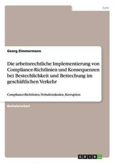 Cover for Zimmermann · Die arbeitsrechtliche Implem (Buch) (2016)