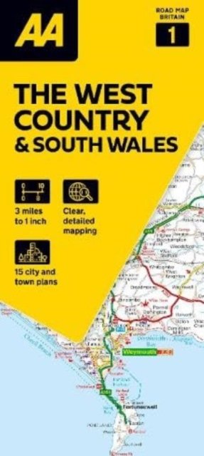 Cover for AA Road Map The West Country &amp; South Wales - AA Road Map Britain Series (Kartor) [8 New edition] (2024)
