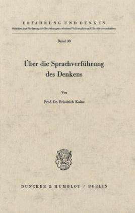 Cover for Kainz · Über die Sprachverführung des Den (Book) (1972)