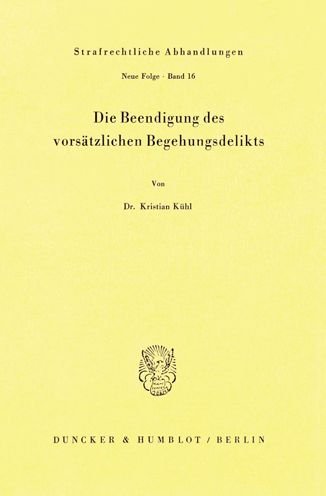 Cover for Kühl · Die Beendigung des vorsätzlichen B (Bog) (1974)