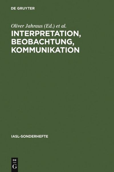 Cover for Oliver Jahraus · Interpretation,Beobachtung,Kommunikat. (Book) (1999)