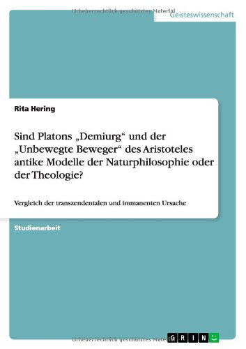 Cover for Rita Hering · Sind Platons &quot;Demiurg&quot; und der &quot;Unbeweg (Book) [German edition] (2011)