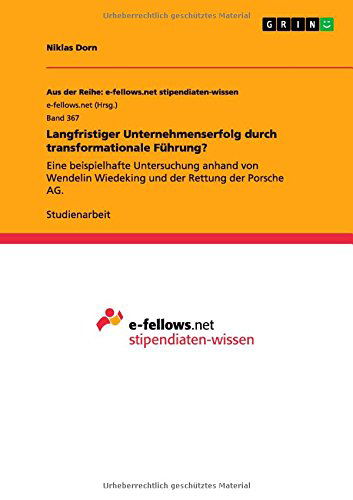 Cover for Niklas Dorn · Langfristiger Unternehmenserfolg Durch Transformationale Fuhrung? (Paperback Book) [German edition] (2014)