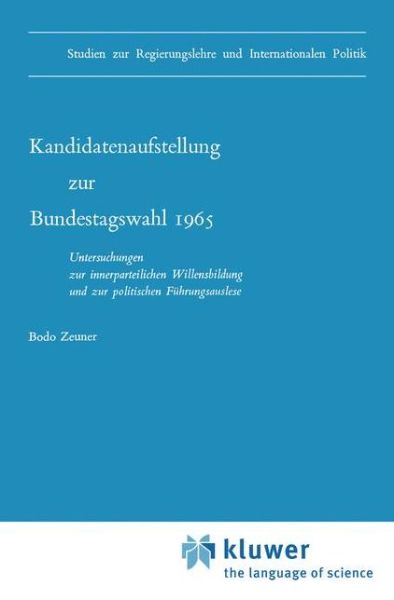 B. Zeuner · Temporary Title 19991103 - Studien Zur Regierungslehre Und Internationalen Politik (Paperback Book) [1970 edition] (1970)