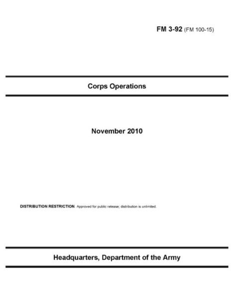 Cover for U S Army · FM 3-92 Corps Operations (Taschenbuch) (2021)