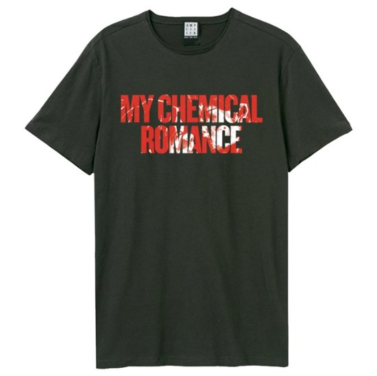 My Chemical Romance Blood Splatter Logo Amplified Vintage Charcoal Small T Shirt - My Chemical Romance - Merchandise - AMPLIFIED - 5054488864062 - 