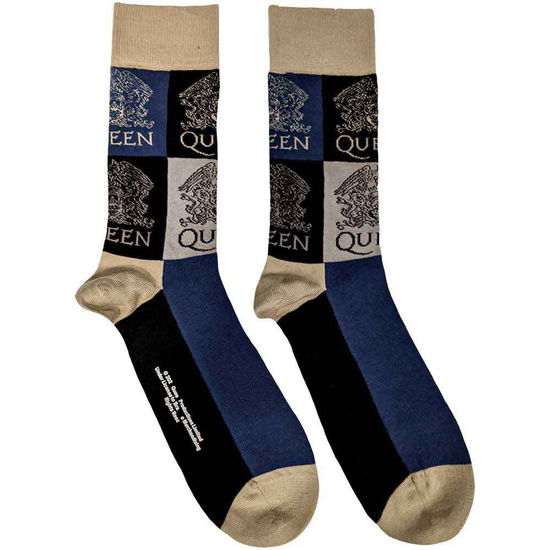 Cover for Queen · Queen Unisex Ankle Socks: Crest Blocks (Navy Blue) (UK Size 4 - 7) (Bekleidung) (2025)
