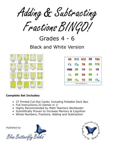Cover for Blue Butterfly Books · Adding &amp; Subtracting Fractions Bingo! (Paperback Book) [Black &amp; White edition] (2013)