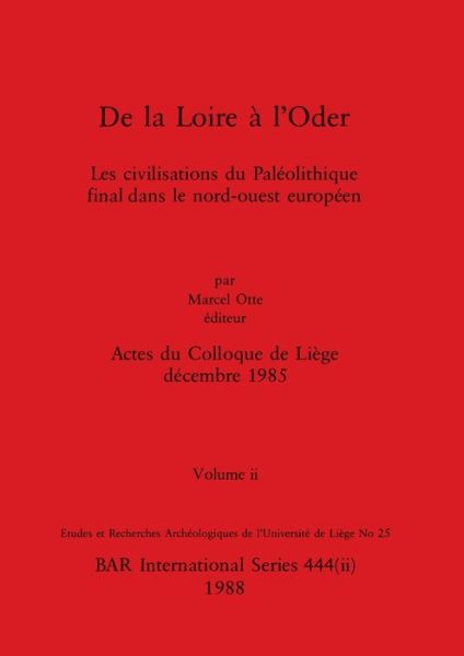 Cover for Marcel Otte · De la Loire à l'Oder, Volume Ii (Book) (1988)