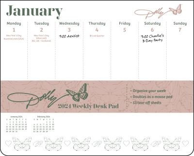 Dolly Parton 2024 Weekly Desk Pad Calendar - Dolly Parton - Fanituote - Andrews McMeel Publishing - 9781524884062 - tiistai 5. syyskuuta 2023