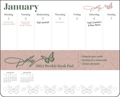 Dolly Parton 2024 Weekly Desk Pad Calendar - Dolly Parton - Merchandise - Andrews McMeel Publishing - 9781524884062 - September 5, 2023