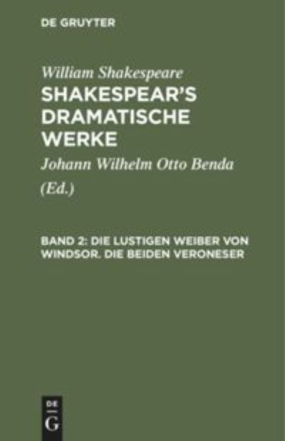 Cover for William Shakespeare · Lustigen Weiber Von Windsor, die Beiden Veroneser (Book) (1901)
