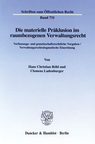 Cover for Röhl · Die materielle Präklusion im raumb (Book) (1997)