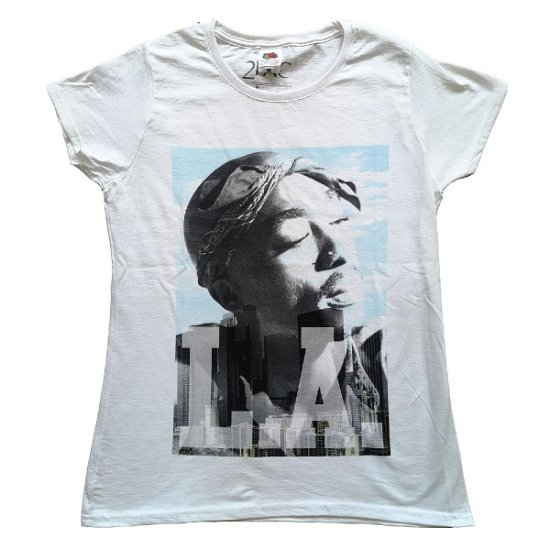Cover for Tupac · Tupac Ladies T-Shirt: LA Skyline (T-shirt) [size XS] [White - Ladies edition]