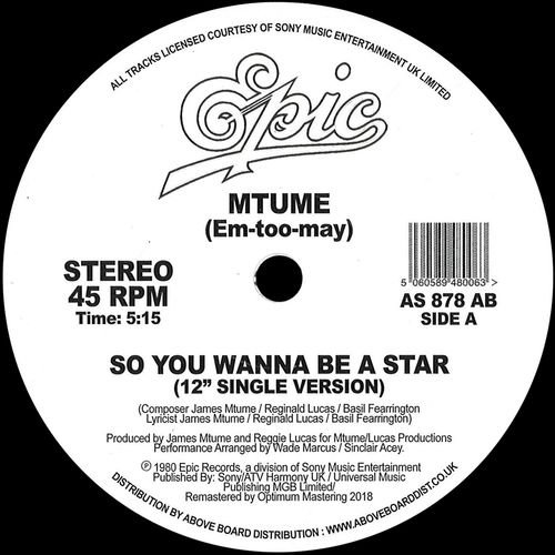 Cover for Mtume · So You Wanna Be a Star (Danny (12&quot;) (2018)