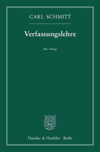 Cover for Schmitt · Verfassungslehre. (Paperback Book) (2017)