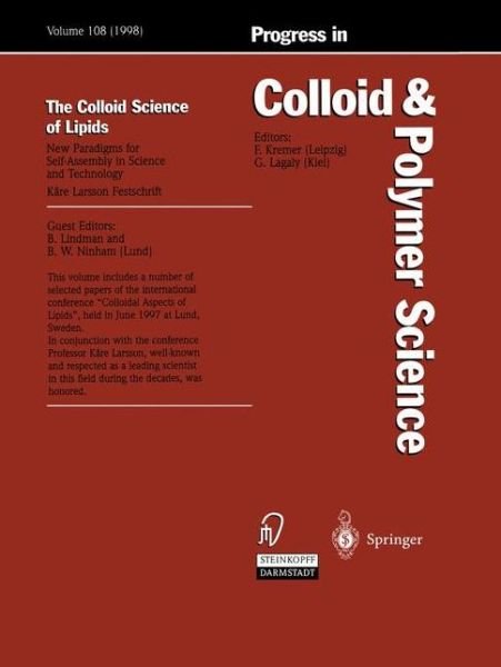 Cover for Bjorn Lindmann · The Colloid Science of Lipids: New Paradigms for Self-Assembly in Science and Technology - Progress in Colloid and Polymer Science (Paperback Book) [Softcover reprint of the original 1st ed. 1998 edition] (2013)