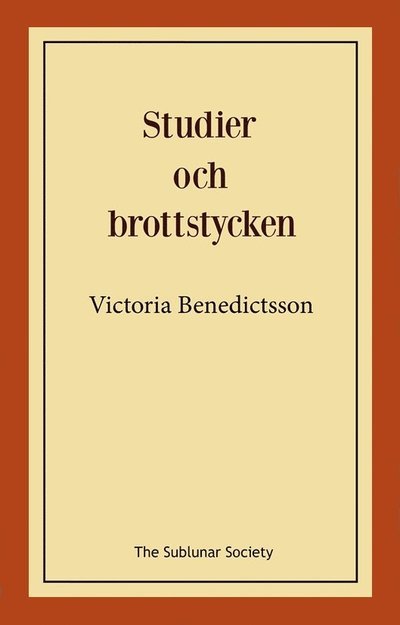 Cover for Victoria Benedictsson · Studier och brottstycken (Book) (2022)