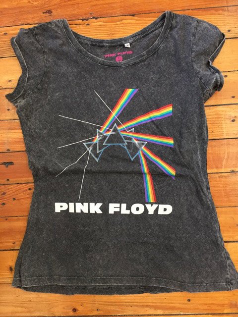 Pink Floyd Ladies Fashion Tee: Multi-logo (Acid Wash) - Pink Floyd - Koopwaar - Perryscope - 5055979925064 - 