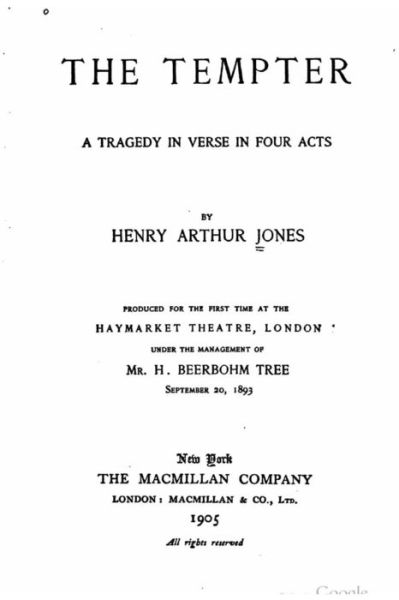 Cover for Henry Arthur Jones · The tempter, a tragedy in verse in four acts (Paperback Book) (2016)