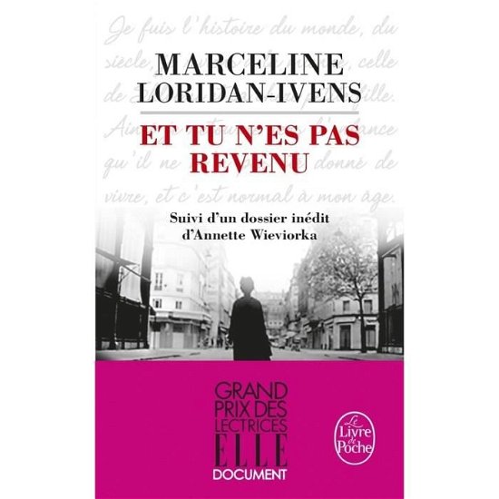 Cover for Marceline Loridan-Ivens · Et tu n'es pas revenu (Paperback Book) (2016)