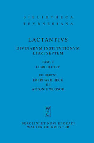 Cover for Lactantius · Divinarum institutionum.2 (Book) [Latin edition] (2007)