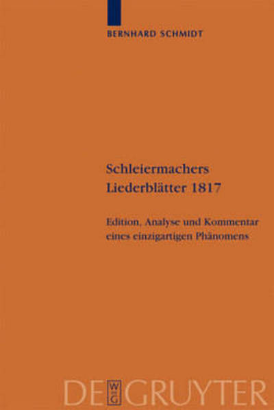 Cover for B. Schmidt · Schleiermachers Liederbl. (Book) [German, 1 edition] (2008)