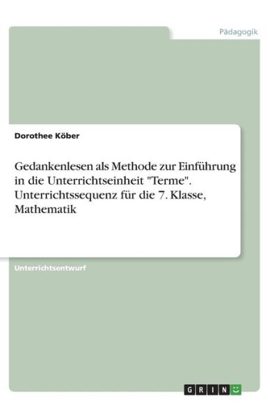 Cover for Köber · Gedankenlesen als Methode zur Ein (Book)