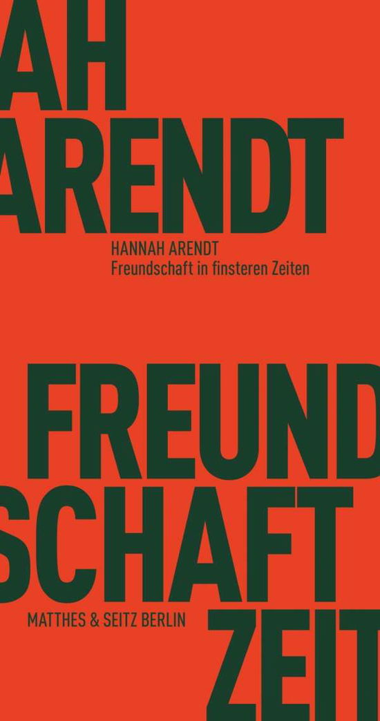 Cover for Arendt · Freundschaft in finsteren Zeiten (Buch)