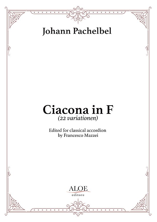Cover for Johann Pachelbel · Ciacona In F (22 Variationen). Edited For Classical Accordion (Book)