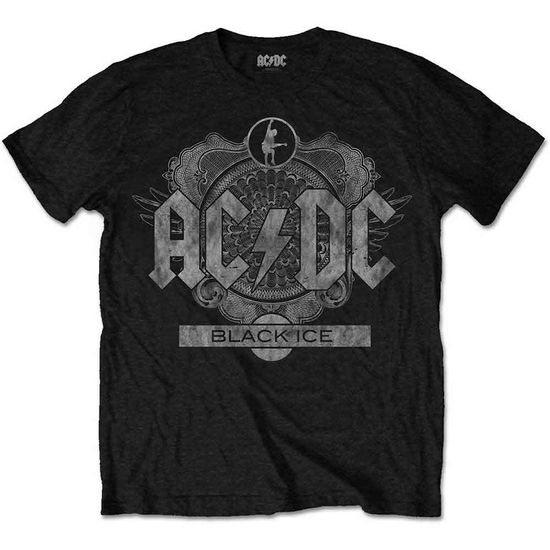 AC/DC Unisex T-Shirt: Black Ice (Black) - AC/DC - Produtos - Perryscope - 5055979973065 - 8 de novembro de 2016
