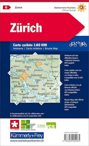 Zurich and Surroundings 6 Cycle Map 2015 - Kummerly & Frey,Switzerland - Książki - Kummerly & Frey,Switzerland - 9783259024065 - 1 lipca 2019