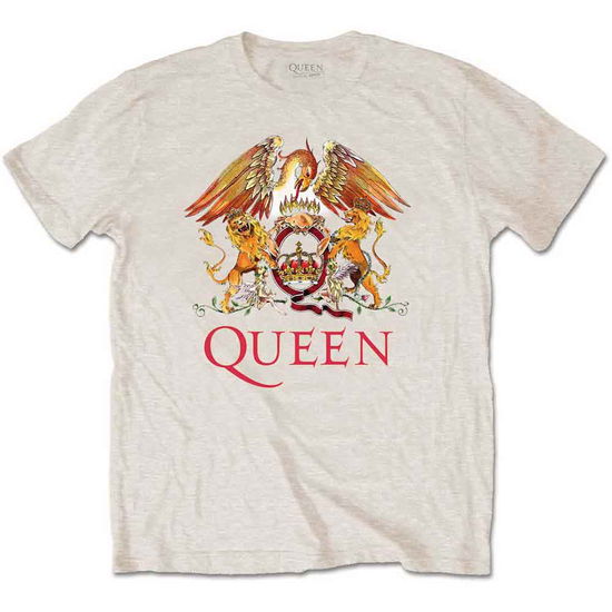 Cover for Queen · Queen Unisex T-Shirt: Classic Crest (Sand) (T-shirt) [size S] [Neutral - Unisex edition] (2018)