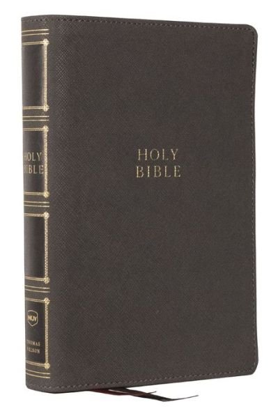 Cover for Thomas Nelson · NKJV, Compact Center-Column Reference Bible, Gray Leathersoft, Red Letter, Comfort Print (Thumb Indexed) (Leather Book) (2023)