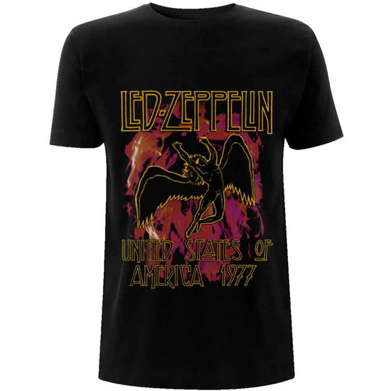 Led Zeppelin Unisex T-Shirt: Black Flames - Led Zeppelin - Gadżety -  - 5056187724067 - 28 września 2020